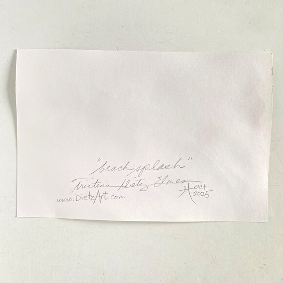 Beach Splash Original Seascape Watercolor Painting Matted Frame Ready 8x10in Mat - Picture 5 of 5